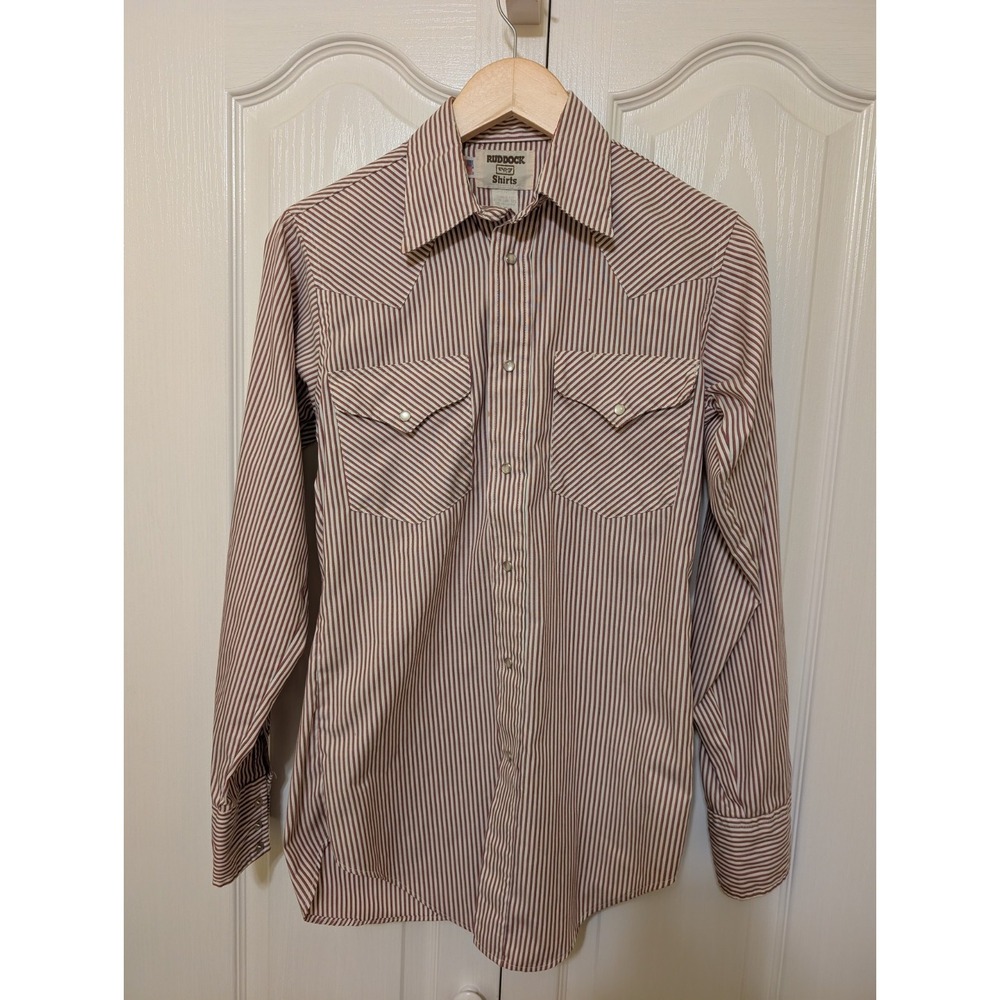 Vintage Ruddock Bros Mens 14.5 33 Western Snap Shirt USA Made Striped